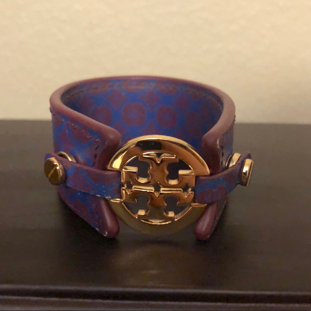 Tory Burch Logo Leather Cuff Bracelet